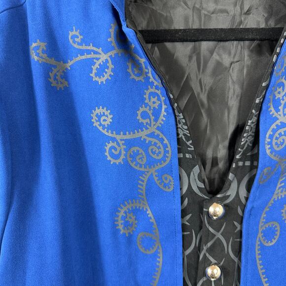 Steampunk Blue Embroidered Long Coat Gothic Victorian Jacket Men’s XL-XXL - Picture 5 of 8